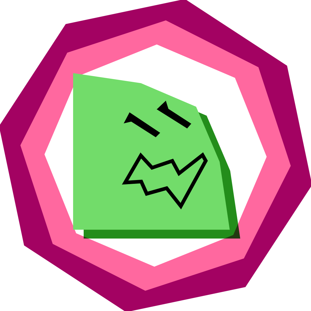 my profile picture; it is a geometrically simple green wedge over a geometric pink background.